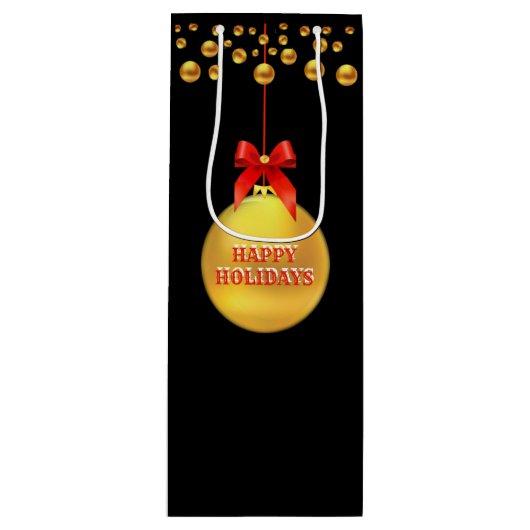 Kerstmis Gouden Stippen Wijn Cadeautas (Voorkant)