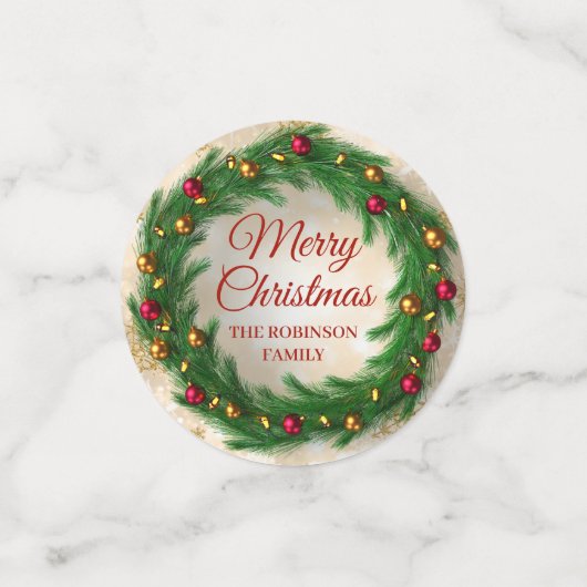 Kerstmis Gouden Winter Sparkle Feestelijke Krans Confetti (Kleine voorkant)