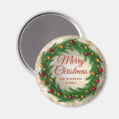 Kerstmis Gouden Winter Sparkle Feestelijke Krans Magneet (Voorkant / Achterkant)