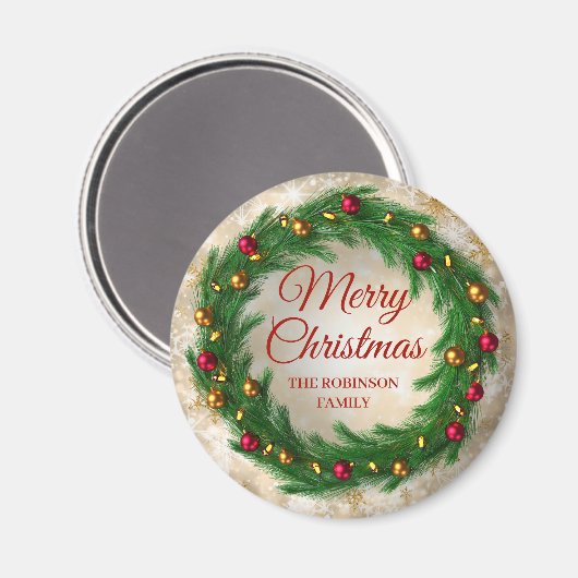 Kerstmis Gouden Winter Sparkle Feestelijke Krans Magneet (Voorkant / Achterkant)