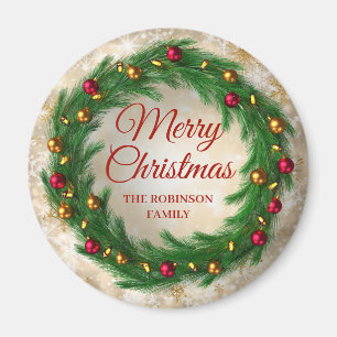 Kerstmis Gouden Winter Sparkle Feestelijke Krans Magneet