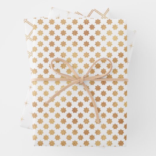 Kerstmis, gouden witte ster, abstract patroon inpakpapier vel (In situ)