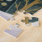 Kerstmis Gouden Zon Pastel Berglandschap Legpuzzel (Zijkant)