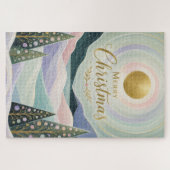 Kerstmis Gouden Zon Pastel Berglandschap Legpuzzel (Horizontaal)