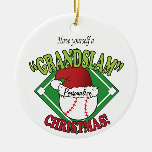 Kerstmis Grand Slam Baseball Keramisch Ornament (Voorkant)