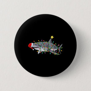 Kerstmis Graphic Kersthaai Plezier Haaien Kerstmis Ronde Button 5,7 Cm