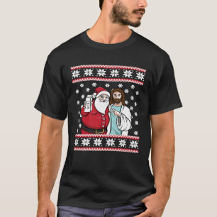Kerstmis Graphic Santa Jesus Jingle Bros Wijn Lov T-shirt