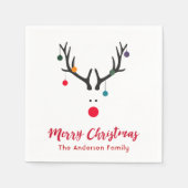 Kerstmis grappig abstract rendier in wit rood servet (Voorkant)