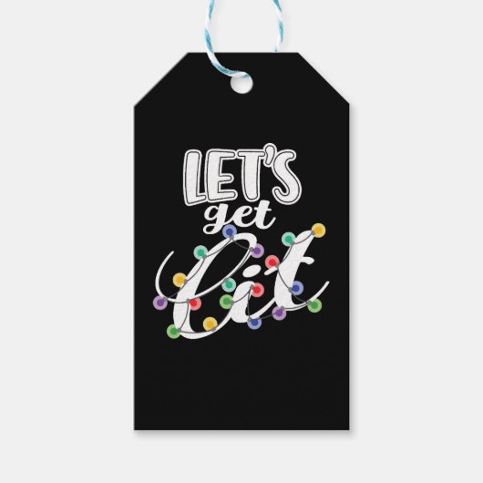 Kerstmis Grappig Citaat Laten we verlichte kerstve Cadeaulabel (Voorkant)