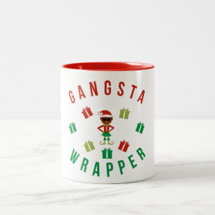Kerstmis. Grappig Gezegde. Nerd. Gangsta Wrapper Tweekleurige Koffiemok