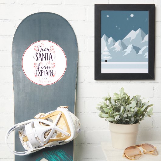 Kerstmis grappig lieve kerstman kan ik uitleggen sticker (Snowboard)