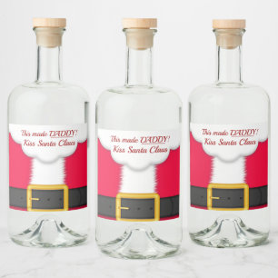 Kerstmis, grappig, papa kuste de kerstman likeurfles etiket