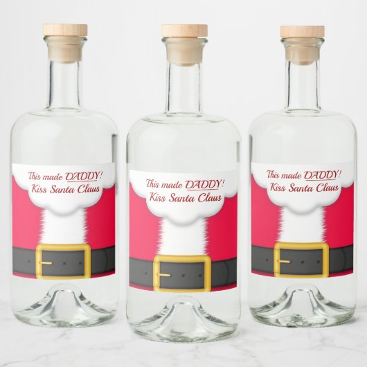 Kerstmis, grappig, papa kuste de kerstman likeurfles etiket (Flessen)