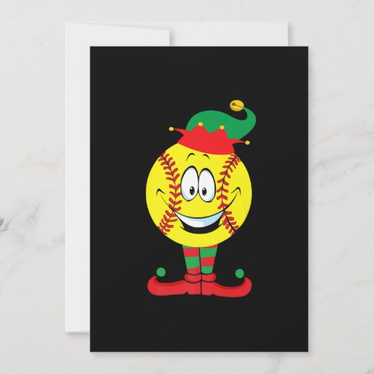 Kerstmis Grappig Softbal ELF Kerst Pyjama Matching Feestdagenkaart (Voorkant)