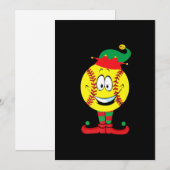 Kerstmis Grappig Softbal ELF Kerst Pyjama Matching Feestdagenkaart (Voorkant / Achterkant)