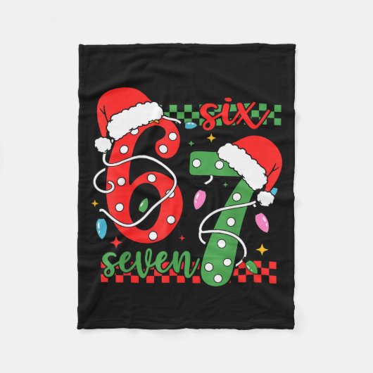 Kerstmis Grappig Zes Zeven 6 7 Meme Gen Alpha Jarg Fleece Deken (Voorkant)