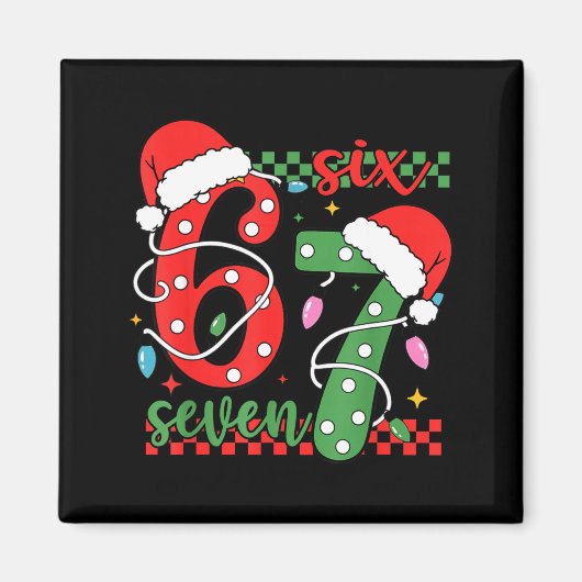Kerstmis Grappig Zes Zeven 6 7 Meme Gen Alpha Jarg Magneet (Voorkant)