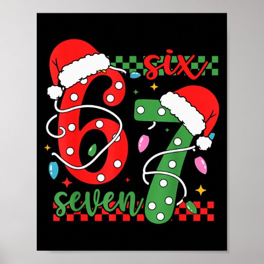 Kerstmis Grappig Zes Zeven 6 7 Meme Gen Alpha Jarg Poster (Voorkant)