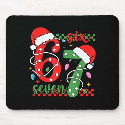 Kerstmis Grappig Zes Zeven 6 7 Meme Gen Alpha Slaa Muismat (Voorkant)