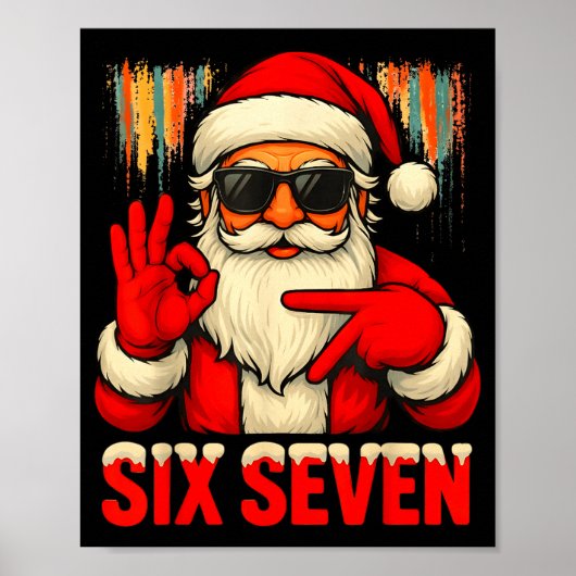 Kerstmis Grappig Zes Zeven 6 7 Meme Kerstman Manne Poster (Voorkant)