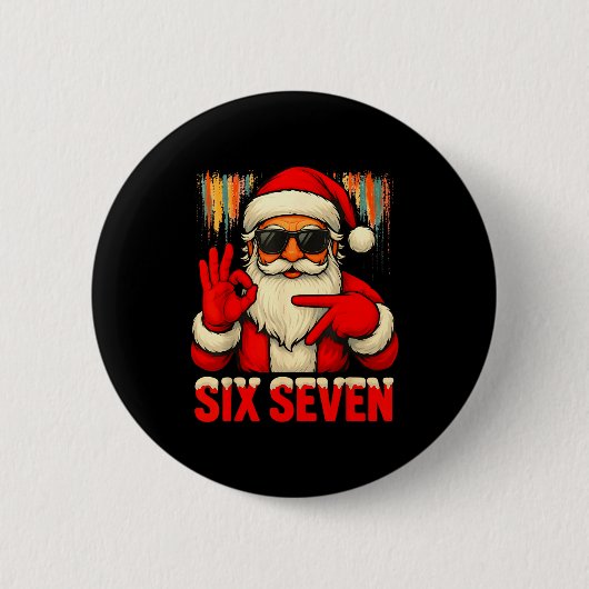 Kerstmis Grappig Zes Zeven 6 7 Meme Kerstman Manne Ronde Button 5,7 Cm (Voorkant)