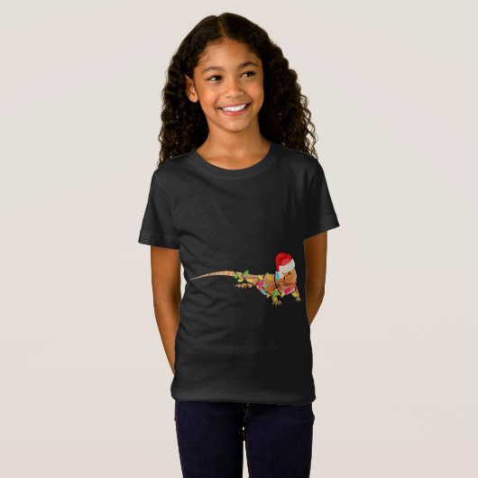 Kerstmis Grappige Bearded Dragon T-shirt (Voorkant volledig)
