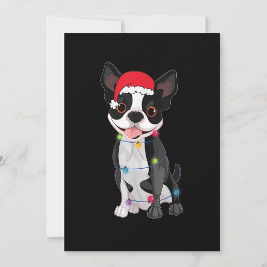 Kerstmis Grappige Boston Terrier Liefhebber Santa  Feestdagenkaart (Voorkant)