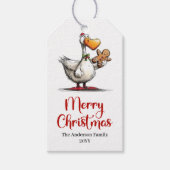 Kerstmis Grappige Domme Gans Cartoon Cadeaubijschr Cadeaulabel (Voorkant)