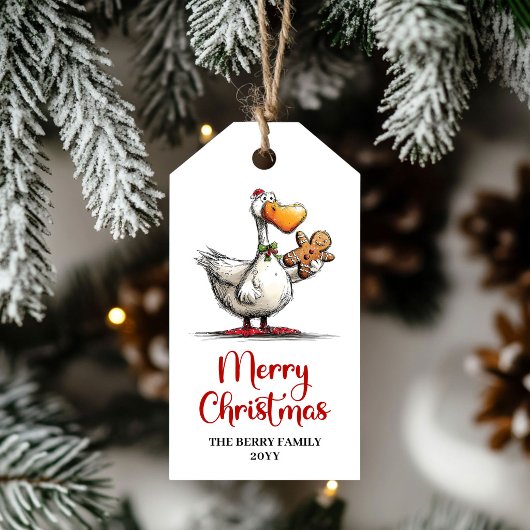 Kerstmis Grappige Domme Gans Cartoon Cadeaubijschr Cadeaulabel