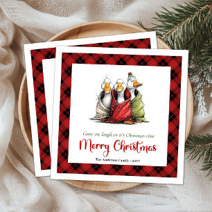 Kerstmis Grappige Domme Ganzen Whimsy Papieren Ser Servet