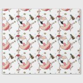 Kerstmis Grappige Dronken Kerstman Cartoon Cadeaupapier (Vlak)