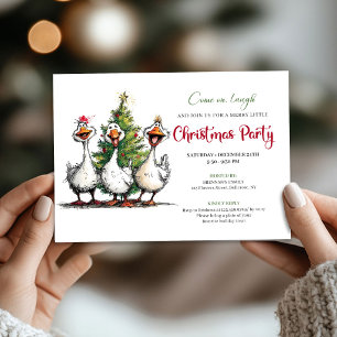 Kerstmis Grappige Excentrieke Gans Whimsical Feest Kaart