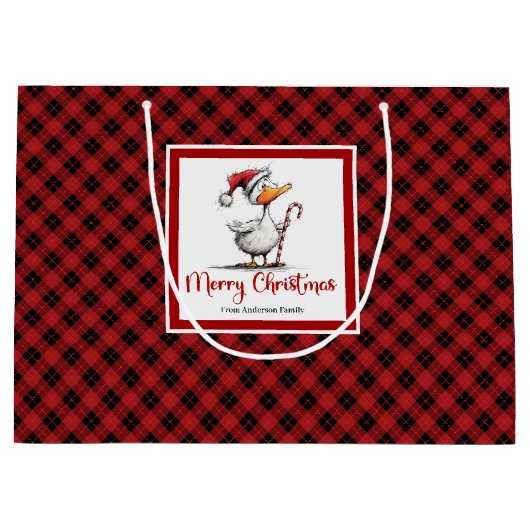 Kerstmis Grappige Excentrieke Gans Whimsisch Cadea Groot Cadeauzakje (Voorkant)