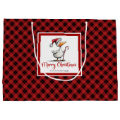 Kerstmis Grappige Excentrieke Gans Whimsisch Cadea Groot Cadeauzakje (Achterkant)