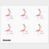 Kerstmis grappige flamingo Rudolf rendierwensen Ronde Sticker (Vel)