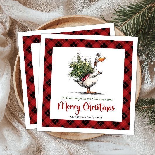 Kerstmis Grappige Gans Humor Whimsicale Servetten