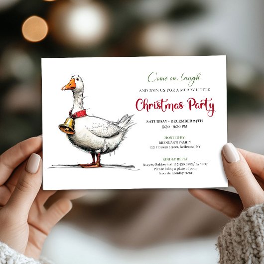 Kerstmis Grappige Gans Minimalistische Cartoon Fee Kaart
