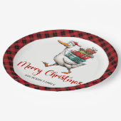 Kerstmis Grappige Gans Minimalistische Whimsy Papi Papieren Bordje (Gekanteld)