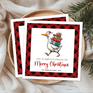 Kerstmis Grappige Gans Minimalistische Whimsy Serv Servet