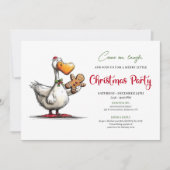 Kerstmis Grappige Gans Speels Whimsy Feest Uitnodi Kaart (Voorkant)
