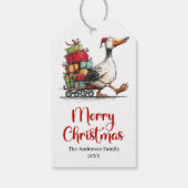 Kerstmis Grappige Gans Whimsical Minimaal Cadeauka Cadeaulabel (Achterkant)