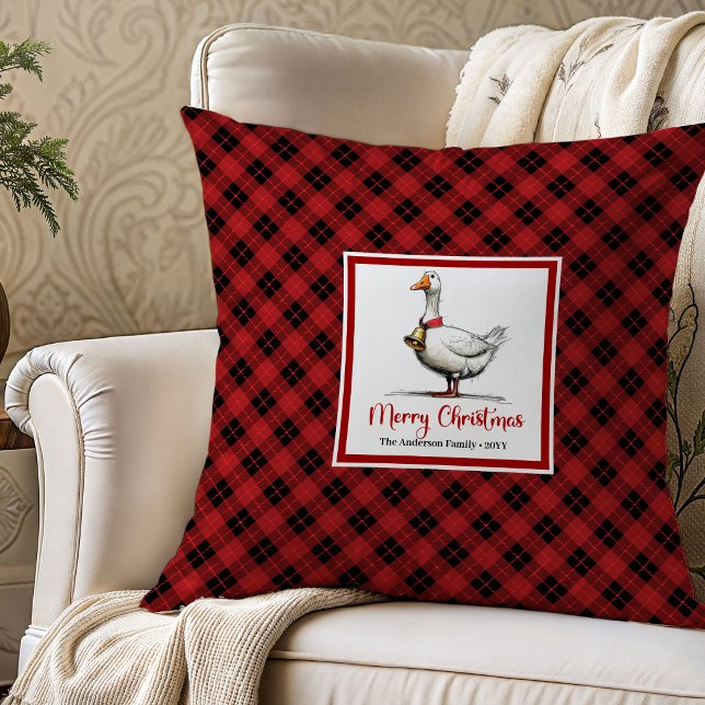 Kerstmis Grappige Ganzen Cartoon Kussensloop Kunst Kussen (Christmas Quirky Geese Cartoon Throw Pillow Art)
