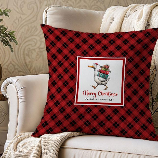 Kerstmis Grappige Ganzen Humor Kussensloop Decorat Kussen (Christmas Quirky Geese Humor Throw Pillow Decor)