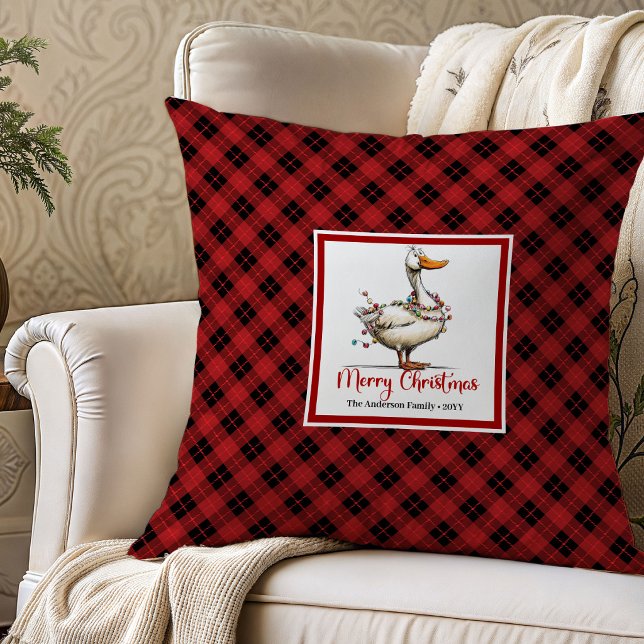 Kerstmis Grappige Ganzen Whimsy Worp Kussen Kunst (Christmas Funny Geese Whimsy Throw Pillow Art)