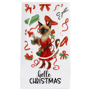 Kerstmis Grappige Glam Siamese Kat Vakantie Klein Cadeauzakje