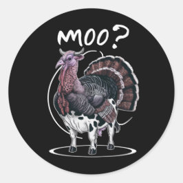 Kerstmis Grappige Kalkoen Koe Moe Herfst Ronde Sticker
