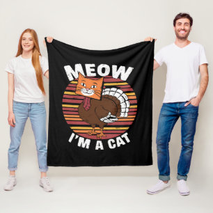 Kerstmis Grappige Kalkoen Nep Kat Retro Fleece Deken