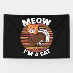 Kerstmis Grappige Kalkoen Nep Kat Retro  Spandoek