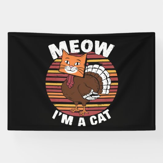 Kerstmis Grappige Kalkoen Nep Kat Retro  Spandoek (Horizontaal)