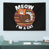 Kerstmis Grappige Kalkoen Nep Kat Retro  Spandoek (Beurs)
